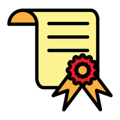 Certificate Awarded Vector Filled Icon Design