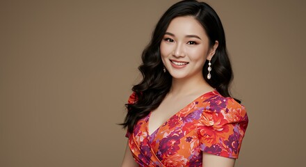 Smiling Woman in Floral Dress