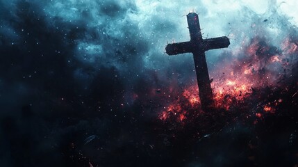 Fototapeta premium Cross stormy night