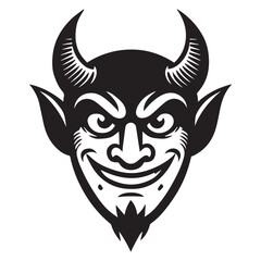 Fototapeta premium Horror Skull Sublimation Clipart with Demon Face and Longhorns