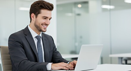 Businessman working on laptop