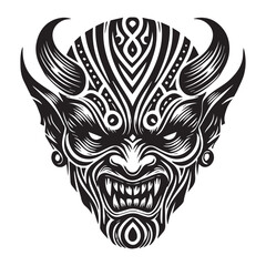 Fototapeta premium Sublimation Design of Devil Skull with Longhorn Horns and Dark Features