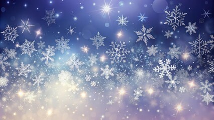 A Sparkling Winter Scene with Delicate Snowflakes Falling on a Shimmering Background