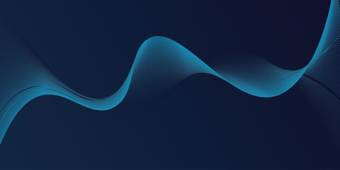 Abstract glowing wave lines on dark blue background. Dynamic wave pattern. Modern flowing wavy lines. Futuristic technology concep