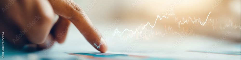 Poster Futuristic Digital Graph with Dynamic Rising and Falling Lines on Stock Exchange Board for Market Analysis and Data-Driven Investment Growth