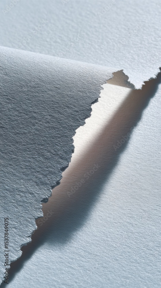 Poster jagged torn paper edge on textured surface with diagonal scrapbook strip - modern materials design f
