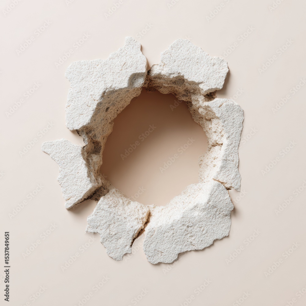 Poster minimalist earthquake impact hole with textured soil and exposed ground layers for hazard awareness 