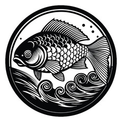 Fish or seafood flat icon for food apps and websites