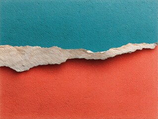 Abstract grunge halftone summer pattern background with bright coral and teal color palette, torn paper texture, and retro poster aesthetic for creative design