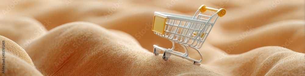 Poster digital shopping cart icon floating over circuit board with holographic e-commerce interface in warm