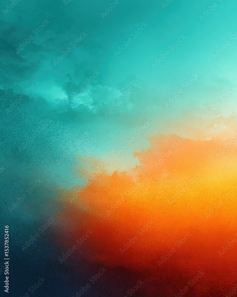Aufkleber moody abstract gradient background with teal to orange vertical color shift and grainy texture for c