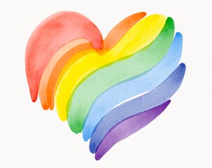 Heart shape formed by rainbow brush strokes in watercolor style, symbolizing love, compassion, and pride celebration