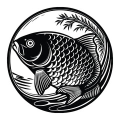 Fish or seafood flat icon for food apps and websites