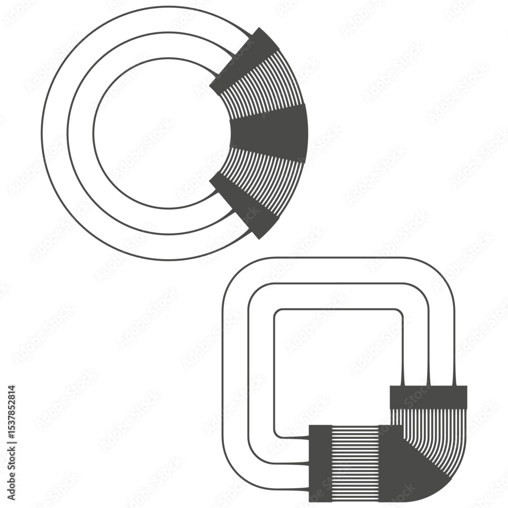 Aufkleber circular sector form. square arc element. radial vector layout. abstract contrast symbol.