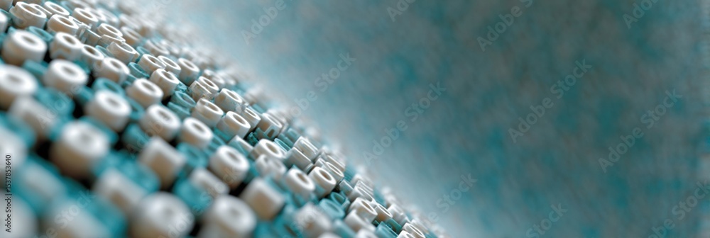 Aufkleber Cybersecurity Visualization of Streaming Binary Code in Digital Tunnel with Data Layers, Representing Information Warfare and Massive Data Breaches for Tech Defense