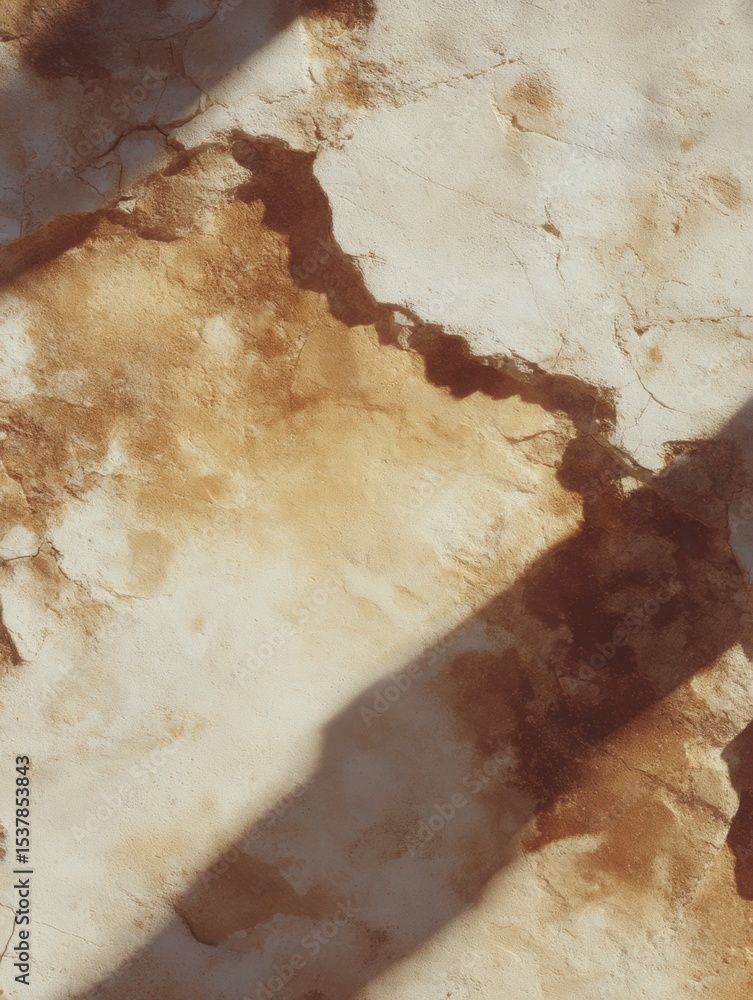 Poster Textured plaster wall with visible cracks and natural weathering showcasing raw material aesthetics for architectural design and authentic mapping projects