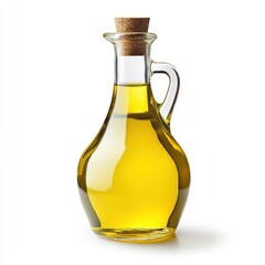 Golden Olive Oil in a Glass Bottle with Cork Stopper Perfect for Culinary Uses and Mediterranean Cuisine Recipes