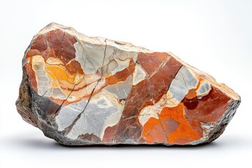 Striking Red Orange and Grey Jasper Stone Sample Polished Showing Natural Veins and Textures Ideal for Geology Earth Science Mineral Collection Background