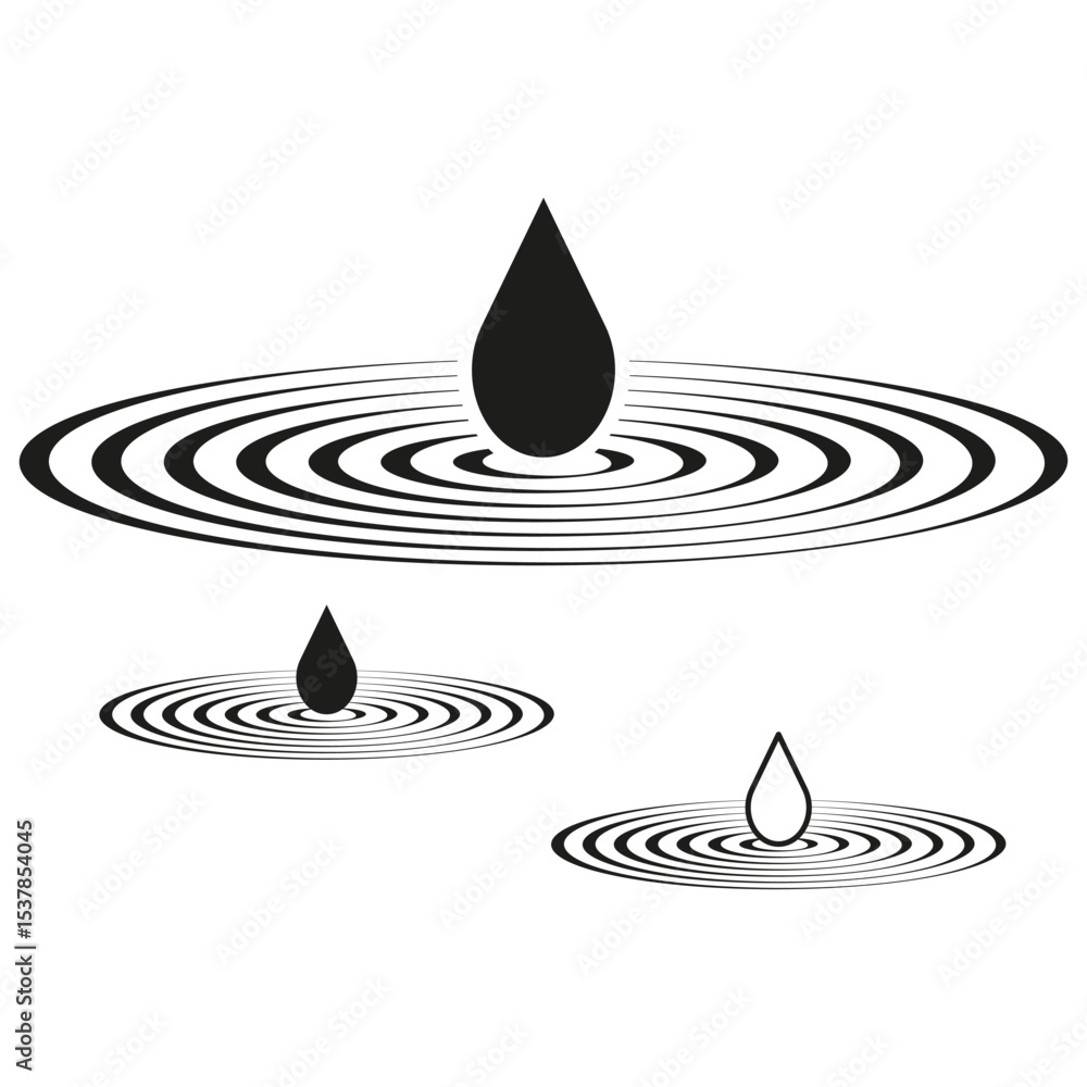 Poster water drop symbol. ripple wave shape. concentric ring icon. abstract vector element.
