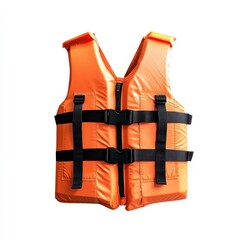 A vibrant orange life vest featuring adjustable straps ensures safety on the water for boating activities and water sports enthusiasts promoting water safety.