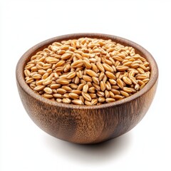 A wooden bowl overflowing with nutritious spelt grains a healthy and delicious whole grain wheat perfect for baking and cooking offering a wholesome food choice