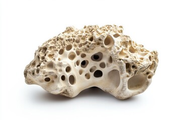 A Unique Porous Rock Formation with Intricate Holes and Textured Surface Perfect for Nature Backgrounds and Artistic Designs