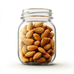 A glass jar brimming with crunchy, golden almonds provides a healthy snack a delicious addition to your diet promoting wellbeing and vitality