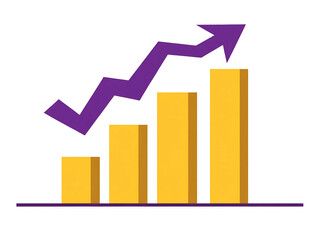 3D Of Positive Growth Bar Chart on Transparent Background