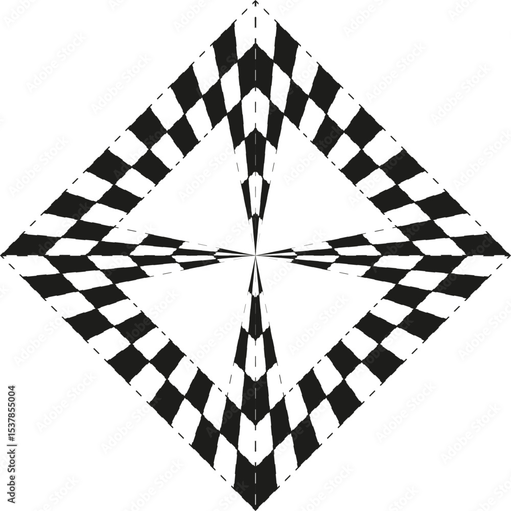 Poster diamond chess pattern. rotated board design. vector abstract form. black and white.