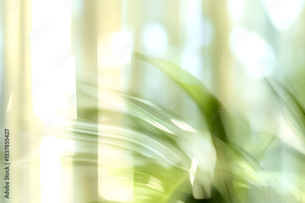 Poster A serene and artistic blurred background with floating green and white tones. The soft, layered forms and reflective highlights create depth while maintaining simplicity