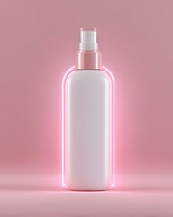Minimalist Skincare Bottle Mockup with Soft Pink Background and Neon Accents for Creative Design Projects
