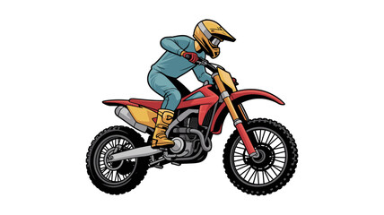 Obraz premium Motocross Rider on Red Dirt Bike RacingWith White Background