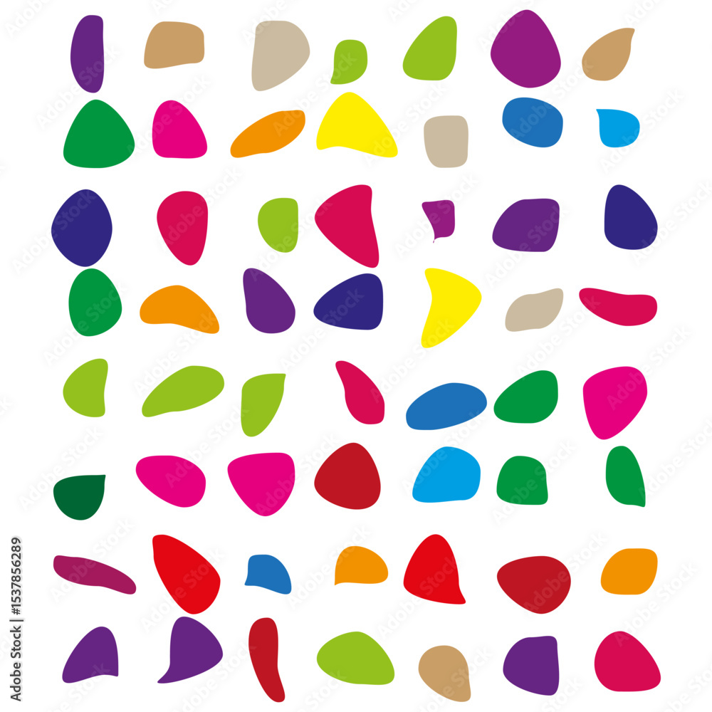 Poster colorful drop elements. abstract liquid shapes. white background pattern. vector playful form.
