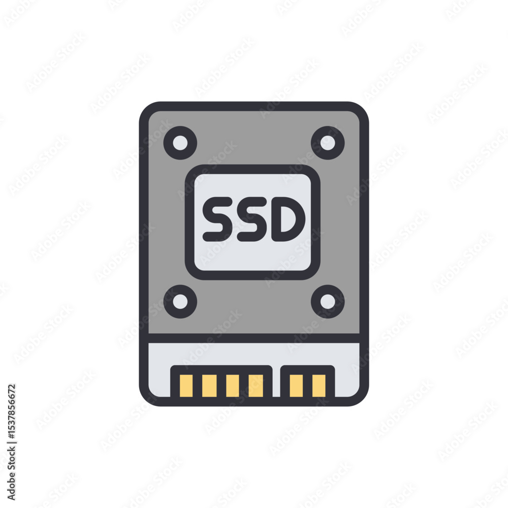 Poster isolated solid state drive icon illustrating data storage device