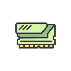 Stylized Illustration Of Computer Ram Component In Green Tones
