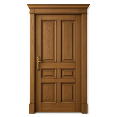 Elegant wooden door with intricate designs and a classic finish.