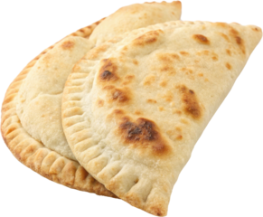 Freshly baked half moon folded flatbread