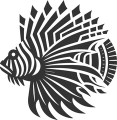 Vector illustration silhouette of a lionfish black drawing