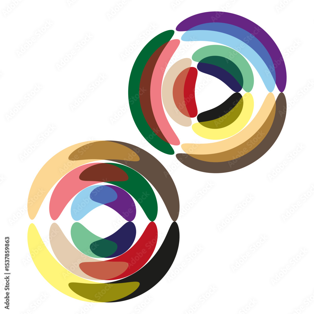 Poster concentric rings design. layered circle pattern. vector orbital structure. colorful gradient bands.