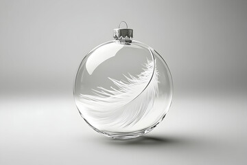 Glass Ornament with White Feather