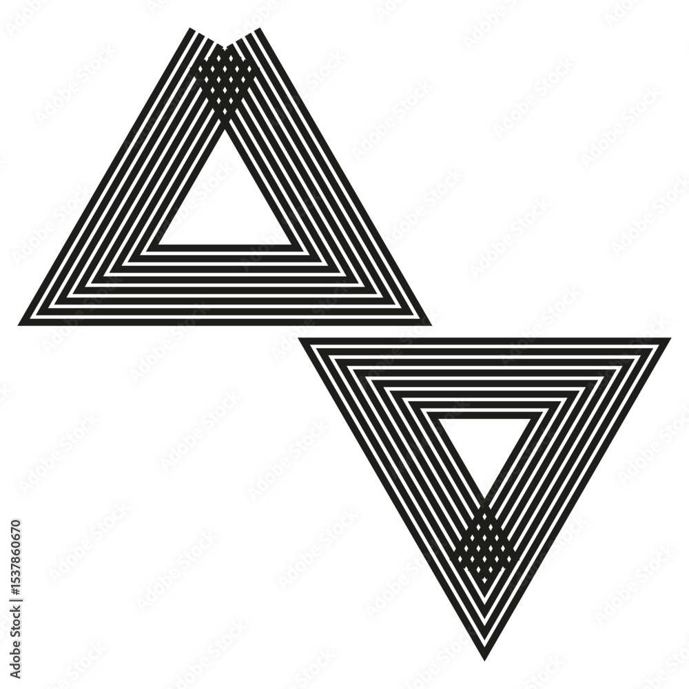 Poster striped triangle icon. black linear form. geometric shape vector. symmetrical figure design.