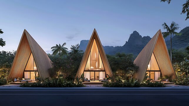 Three Modern A Frame Cabins Tropical Getaway Vacation Rental Houses