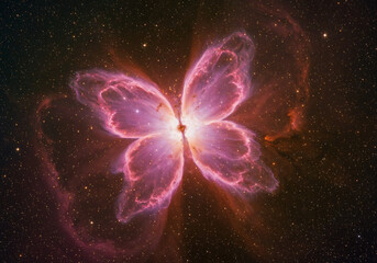 Colorful Pink and Purple Nebula with Twinkling Stars in Deep Outer Space