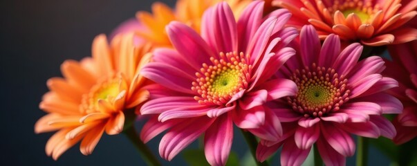 Fototapeta premium Vibrant chrysanthemum bouquet close-up, lush petals , orange, chrysanthemum, photography