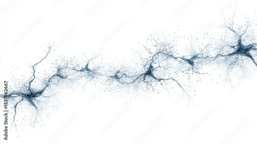 Poster Stylized Neuron Pattern Creating a Calm Wave Layout With Clean White Space for Text Placement in a Modern Design