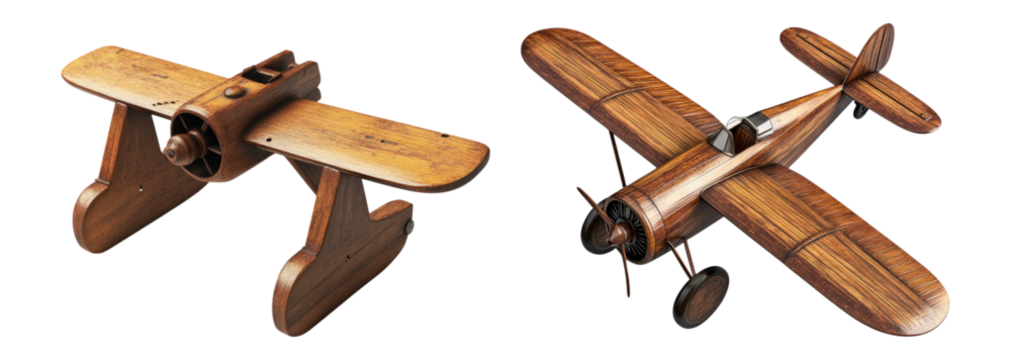 Wooden Toy Airplanes for Imaginative Play and Creative Learning Isolated Transparent Background
