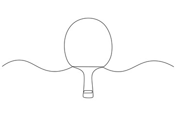 Obraz premium Continuous one line drawing of tennis rackets for playing ping pong table. Single line drawing illustration of Table tennis. Ping pong sports concept vector art. Doodle line illustration.