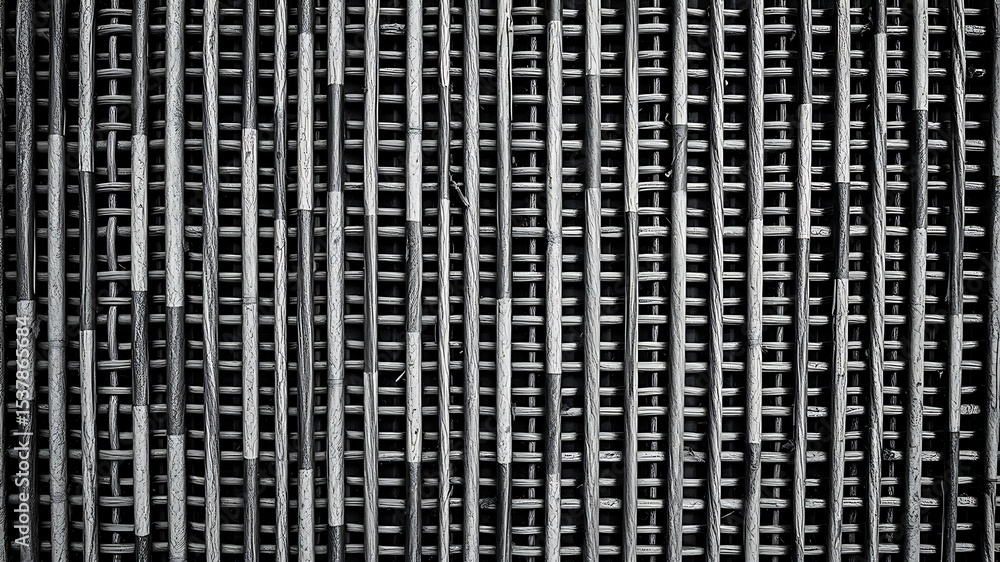 Poster abstract woven texture with a grayscale pattern depicting natural fibers in close up