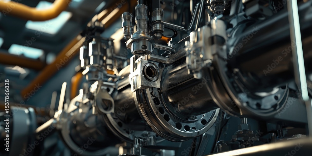 Aufkleber A factory engineer adjusting mechanical components of a noise reduction system. The scene highlights the technical expertise and importance of sound control in industries