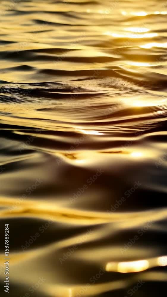 Poster golden hour sunlight reflecting on tranquil ocean water with gentle waves creating a relaxing mood a